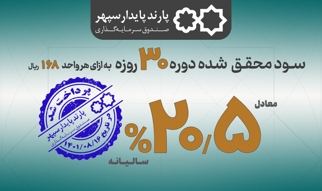 واریز سود تقسیمی ماهیانه "پارند" با نرخ 20.5 درصد(سالیانه شده)