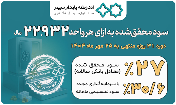 واریز سود تقسیمی مهرماه صندوق سرمایه‌گذاری اندوخته پایدار سپهر